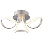 Knot Modern LED 3 Light Flush Ceiling Light In Painted Silver Finish M4989