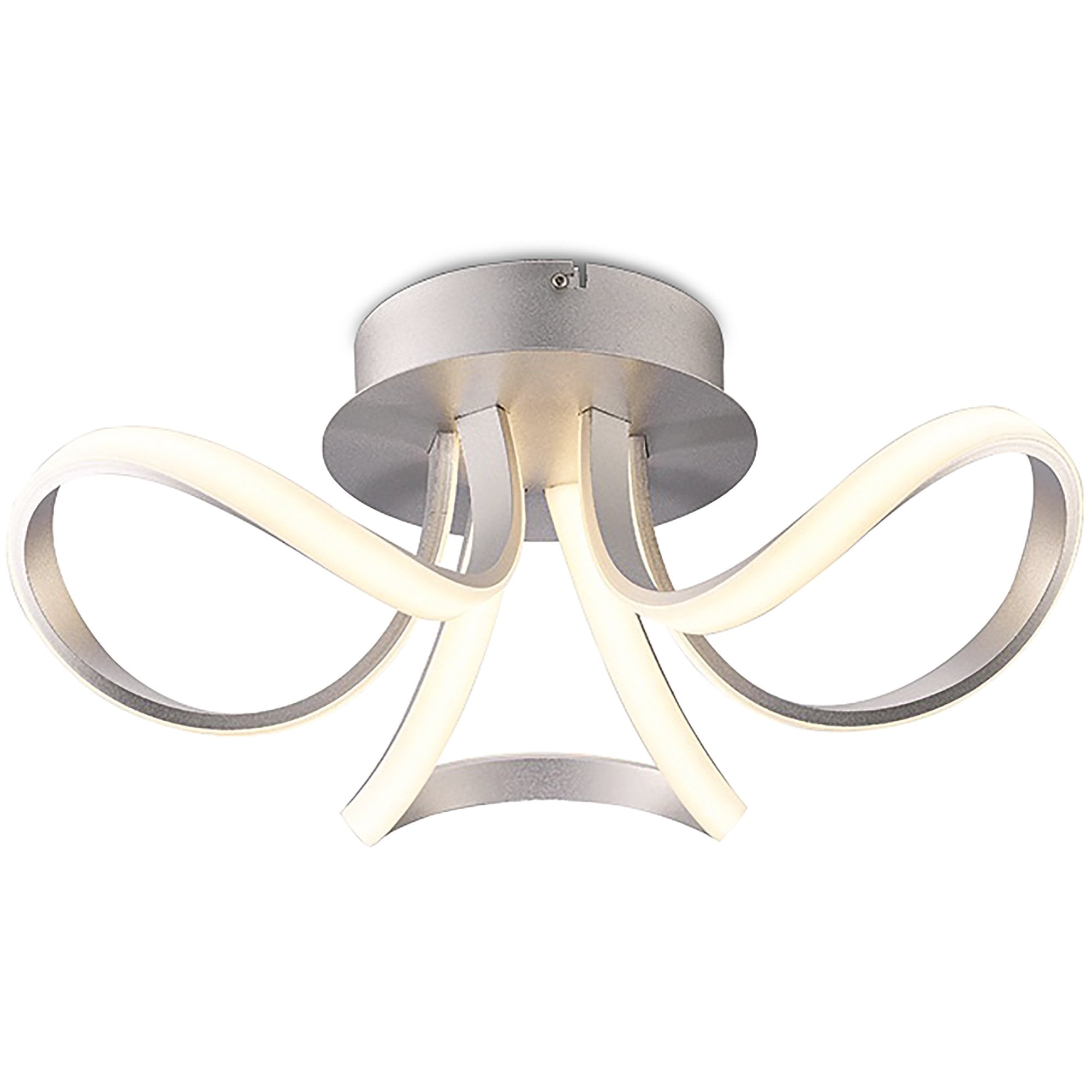 Knot Modern LED 3 Light Flush Ceiling Light In Painted Silver Finish M4989