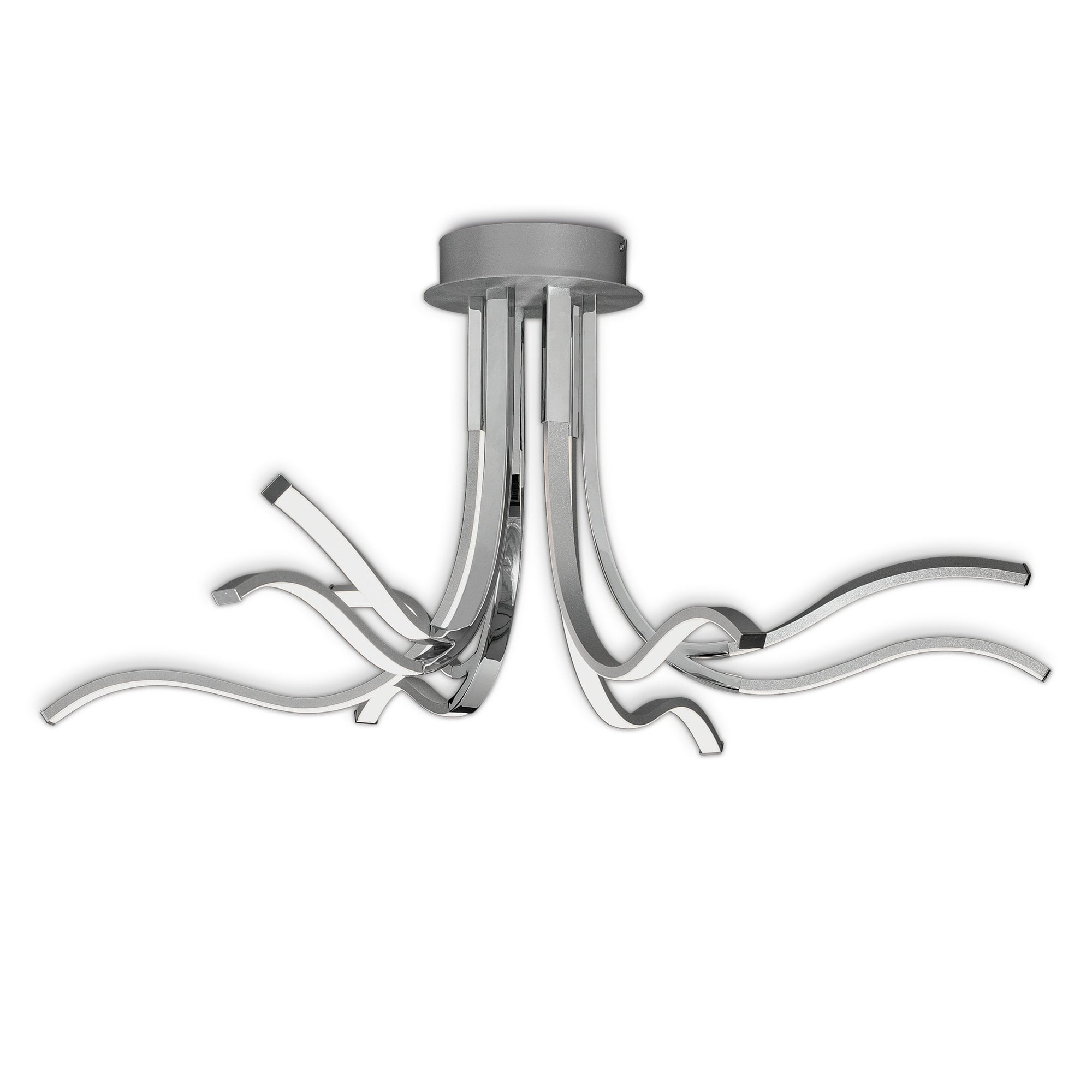 Corinto Modern LED 8 Light Duo Mount Ceiling Light In Silver And Chrome Finish M6105
