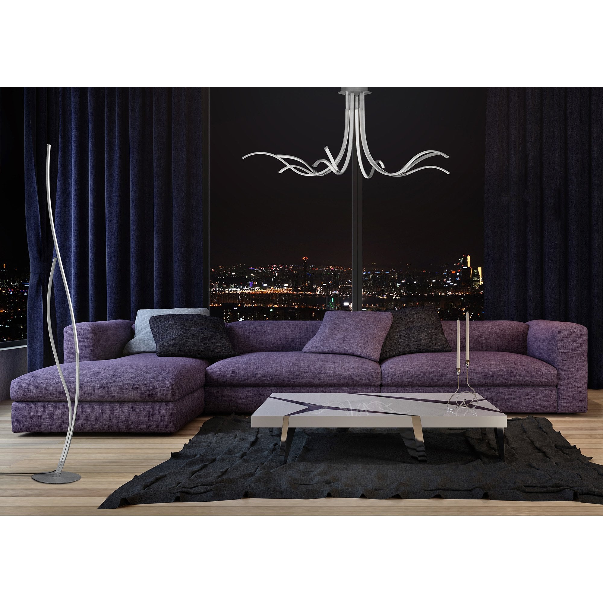 Corinto Modern LED 10 Light Duo Mount Ceiling Light In Silver And Chrome Finish M6106