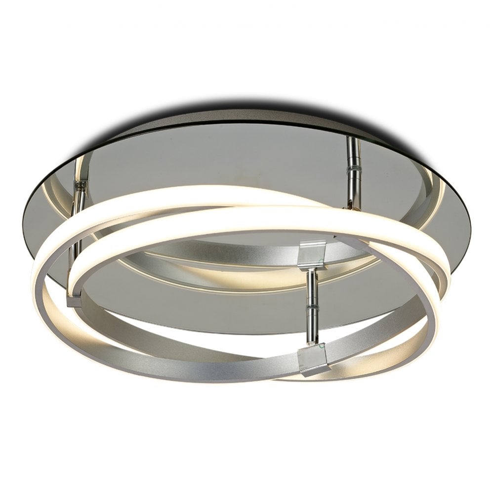 Infinity Modern Dimmable LED Flush Ceiling Light In Silver And White Finish M5727