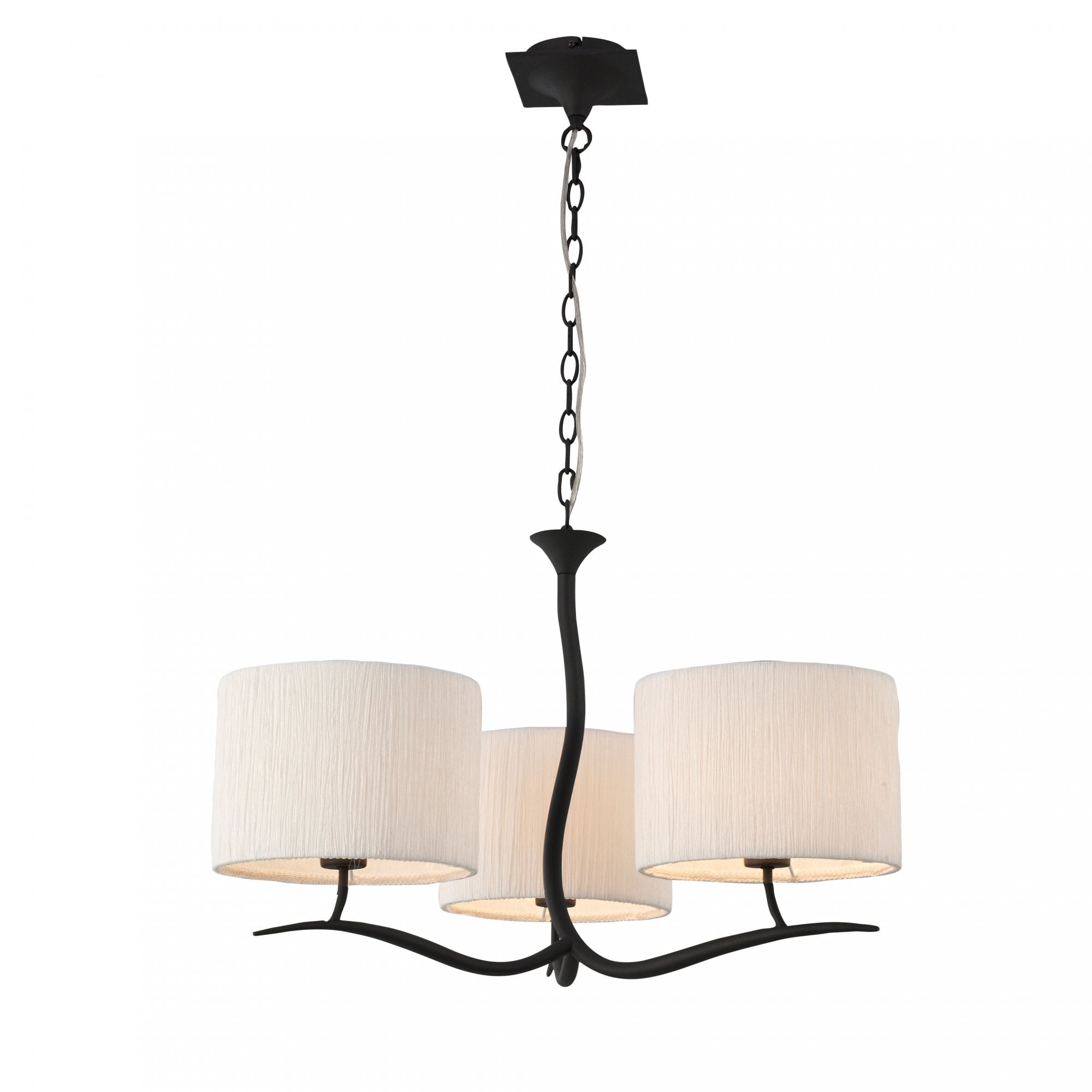 M1151 Eve 3 Light Anthracite Pendant With Ivory Shades