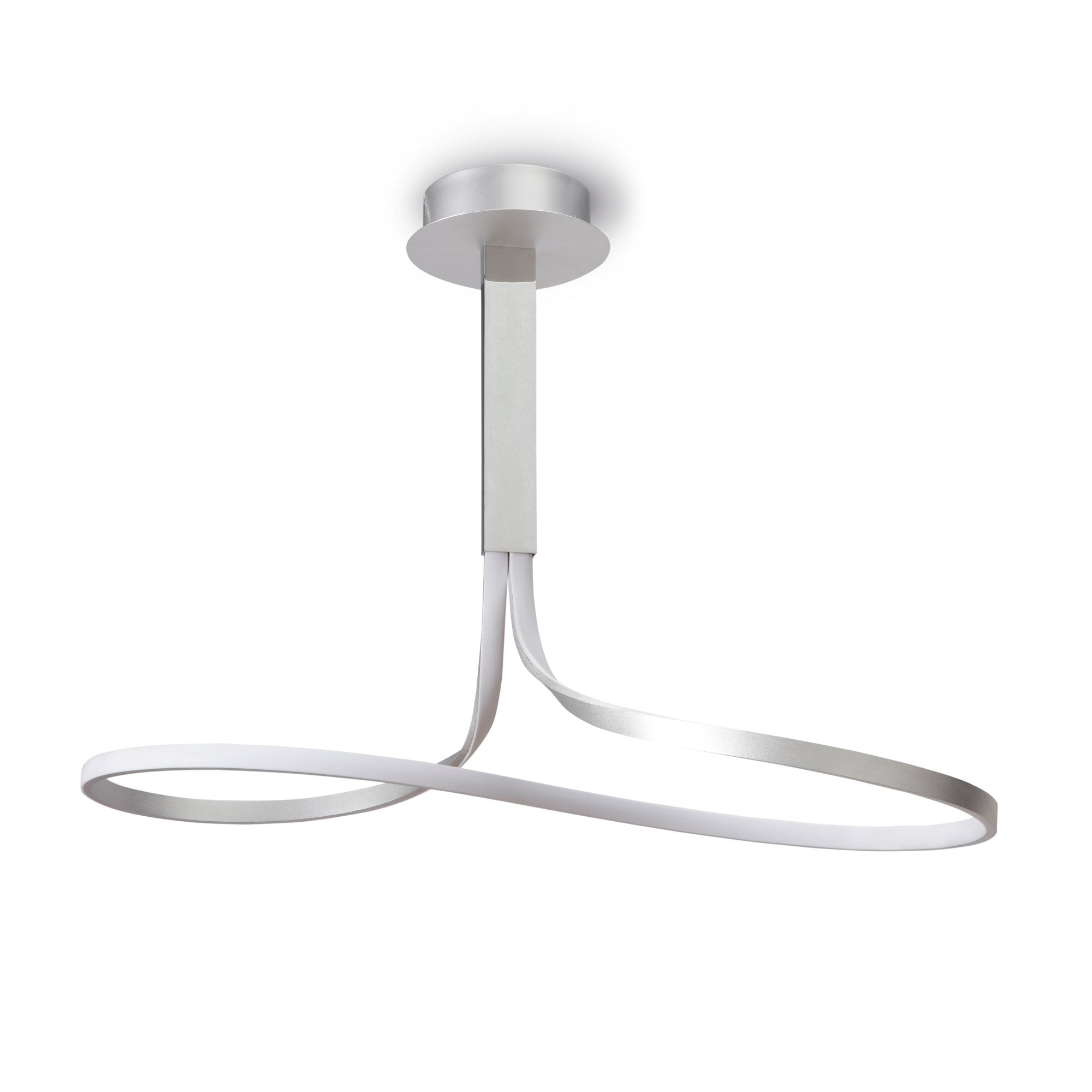 Nur Modern Dimmable LED Semi Flush Ceiling Light In Chrome And Silver M4997