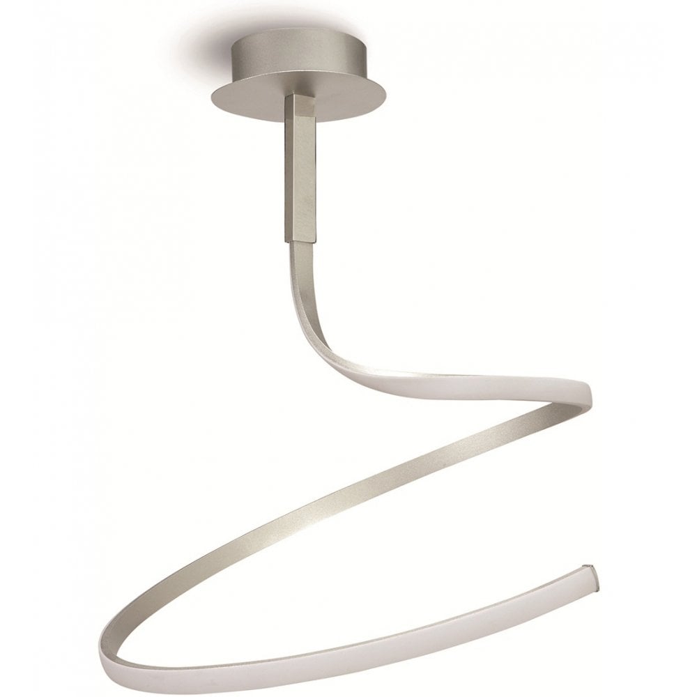 Nur Modern Dimmable LED Semi Flush Ceiling Light In Chrome And Silver Finish M4996