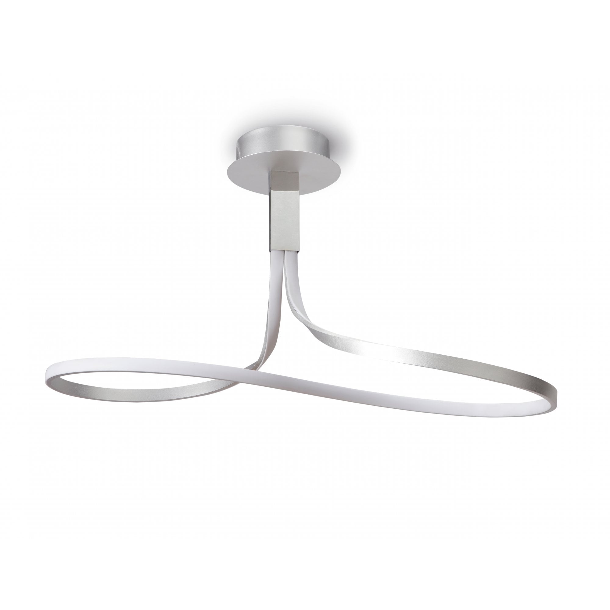 Nur Modern LED Dimmable Semi Flush Ceiling Light In Chrome And Silver M4995