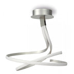 Nur Modern Twin Dimmable LED Semi Flush Ceiling Light In Chrome And Silver M4998