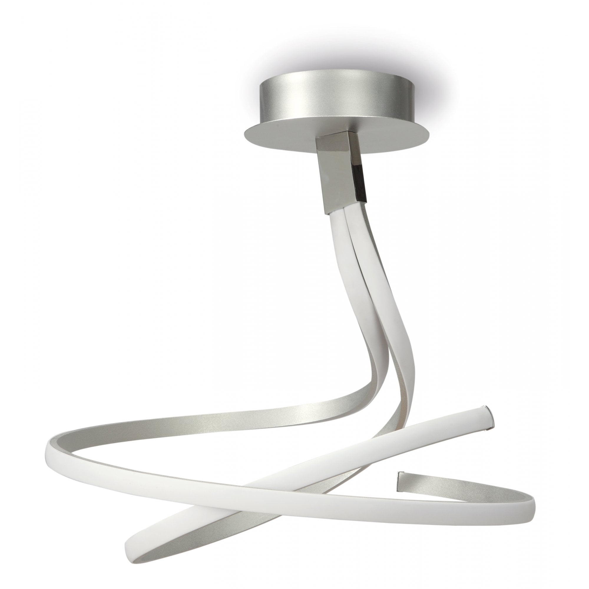 Nur Modern Twin Dimmable LED Semi Flush Ceiling Light In Chrome And Silver M4998