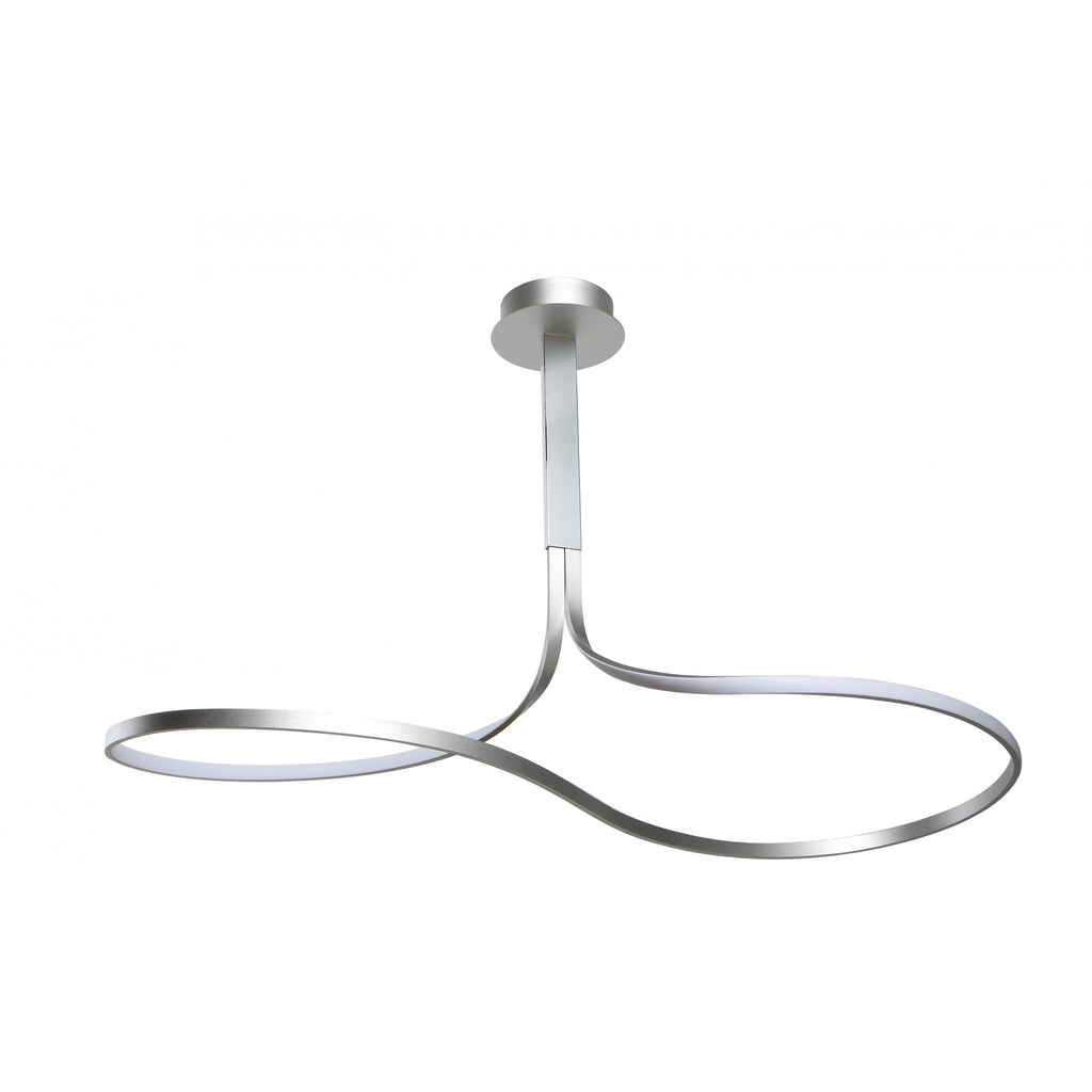 Nur XL Modern LED Semi Flush Ceiling Light In Chrome And Silver M5002