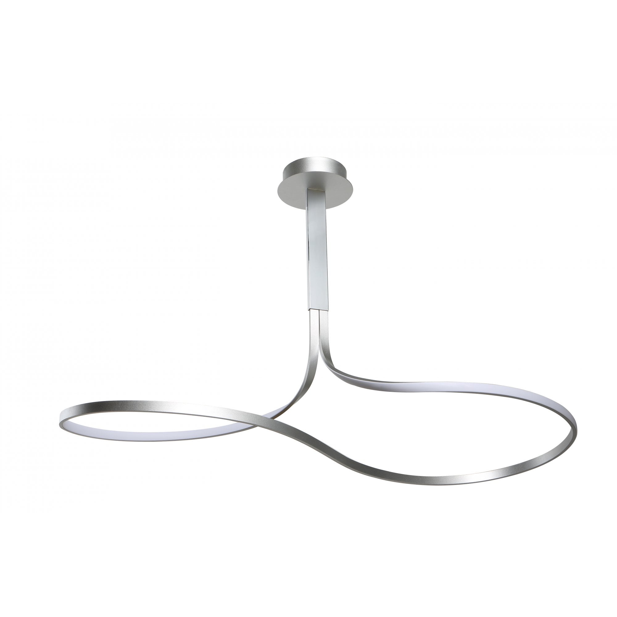 Nur XL Modern LED Semi Flush Ceiling Light In Chrome And Silver M5002
