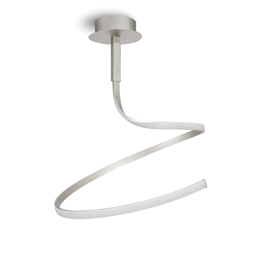 Nur Modern LED Semi Flush Ceiling Light In Chrome And Silver Finish M4982