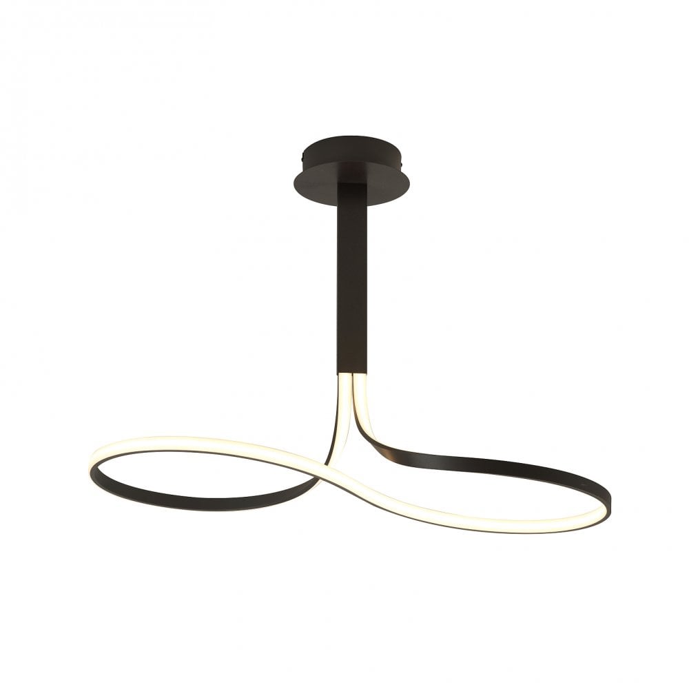 Nur Modern Dimmable LED Tall Loop Semi Flush Ceiling Light In Brown Oxide M5707