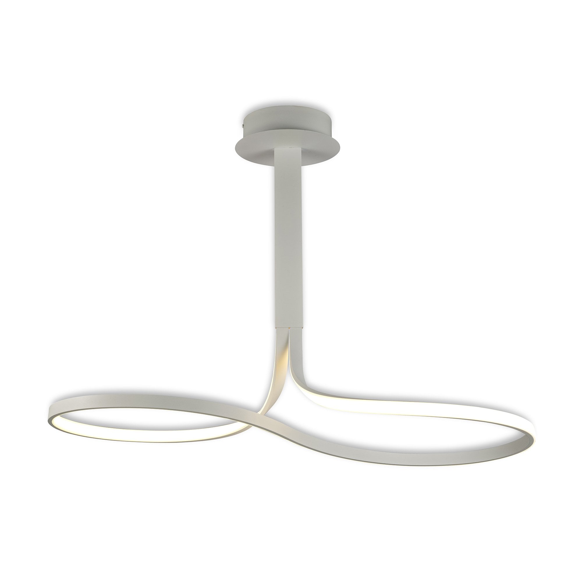 Nur Modern Dimmable LED Tall Loop Semi Flush Ceiling Light In White Finish M6003