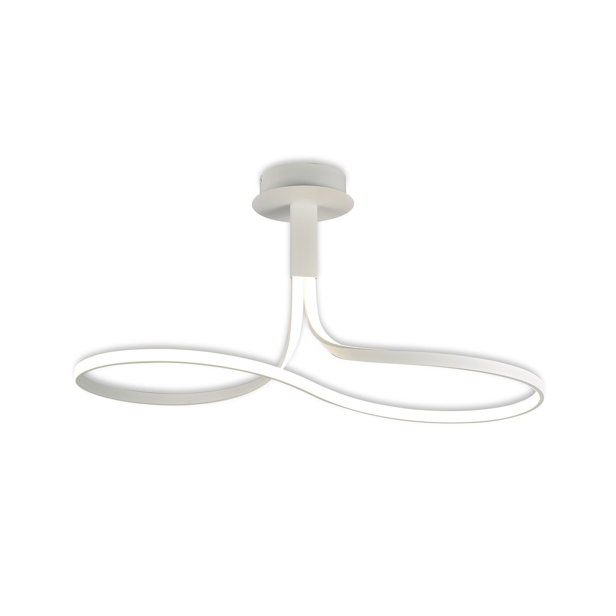 Nur Modern LED Dimmable Short Loop Semi Flush Ceiling Light In White M6000