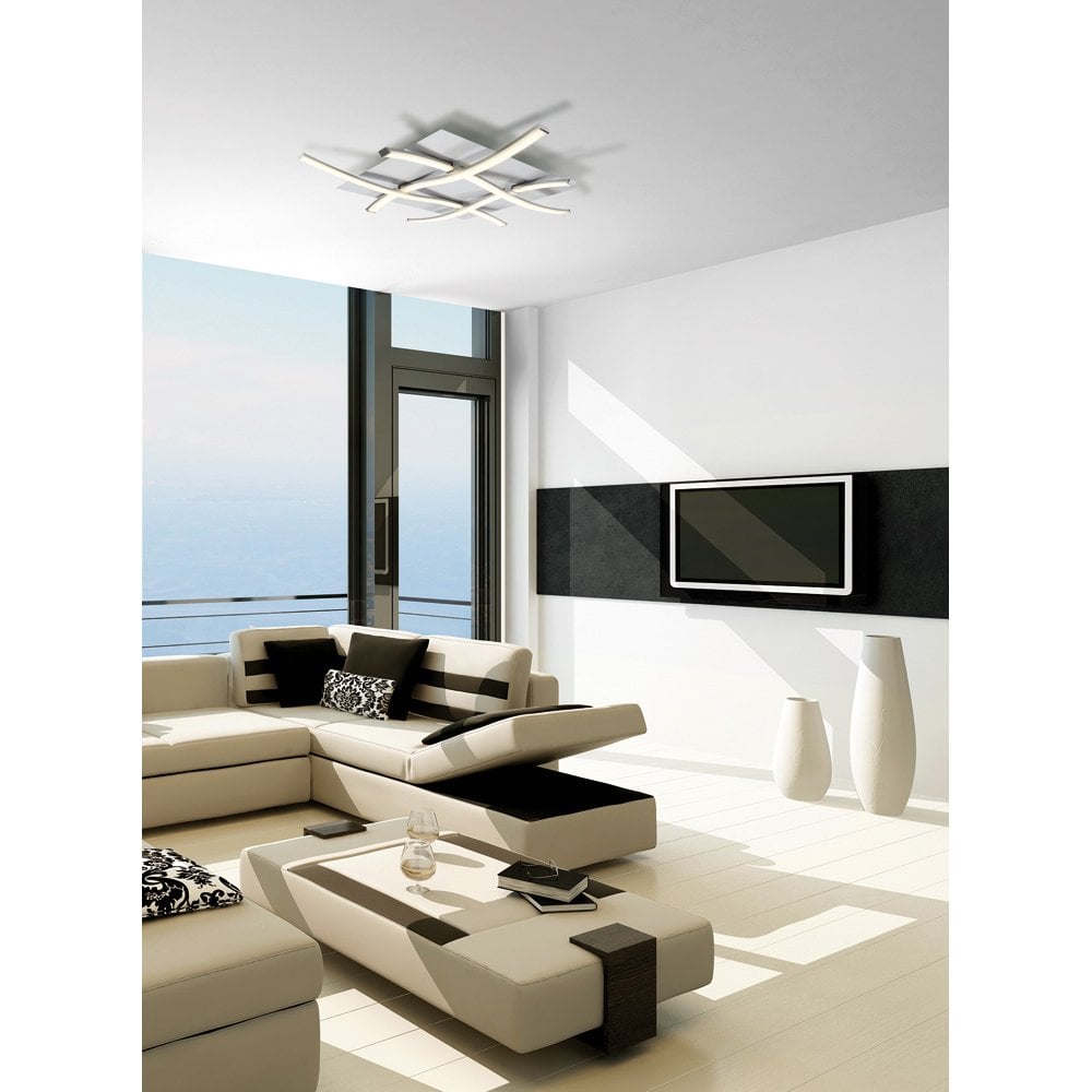 Nur Modern LED Flush Ceiling Light In Silver And Chrome Finish M4984