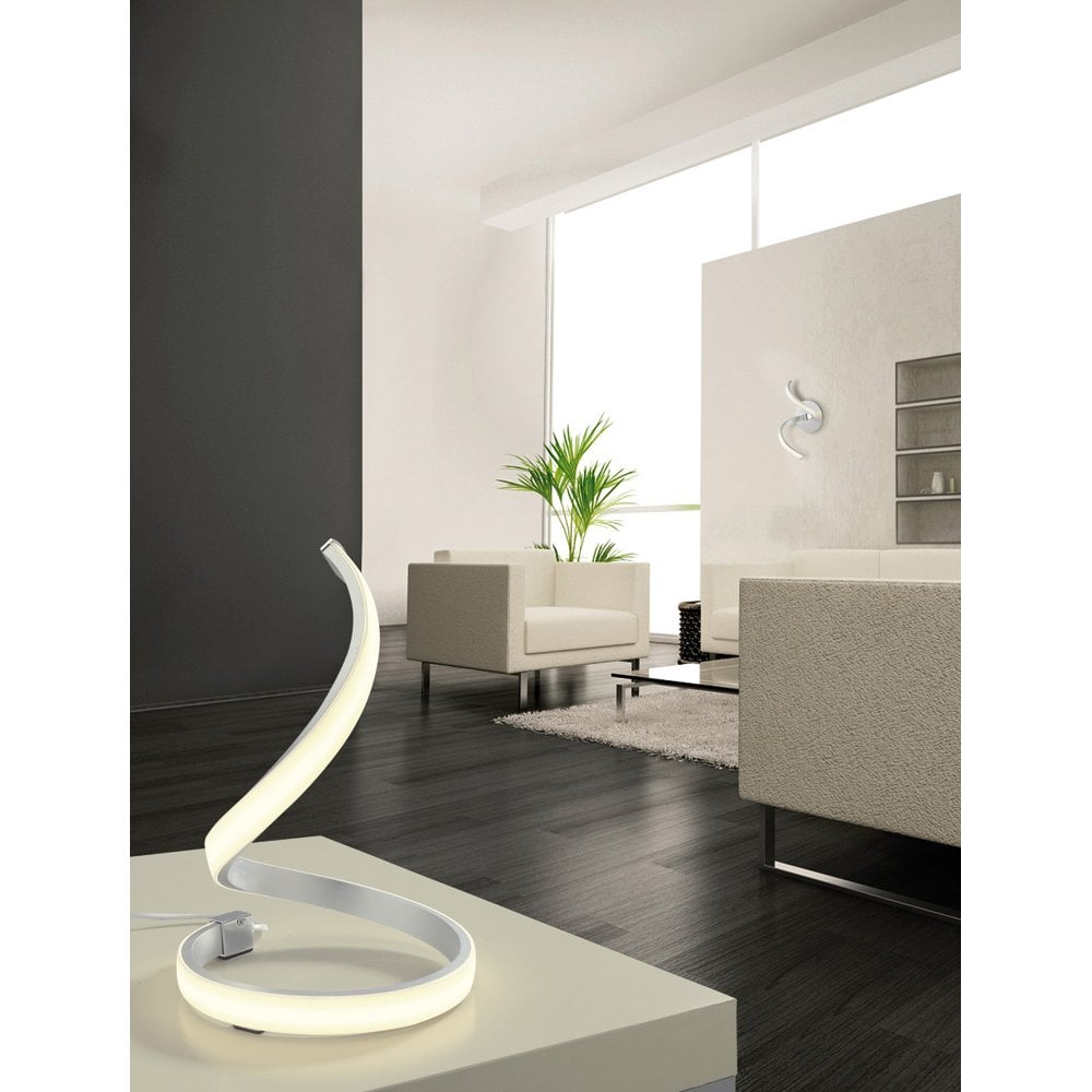 Nur Modern LED Table Lamp In Silver And Chrome Finish M4986