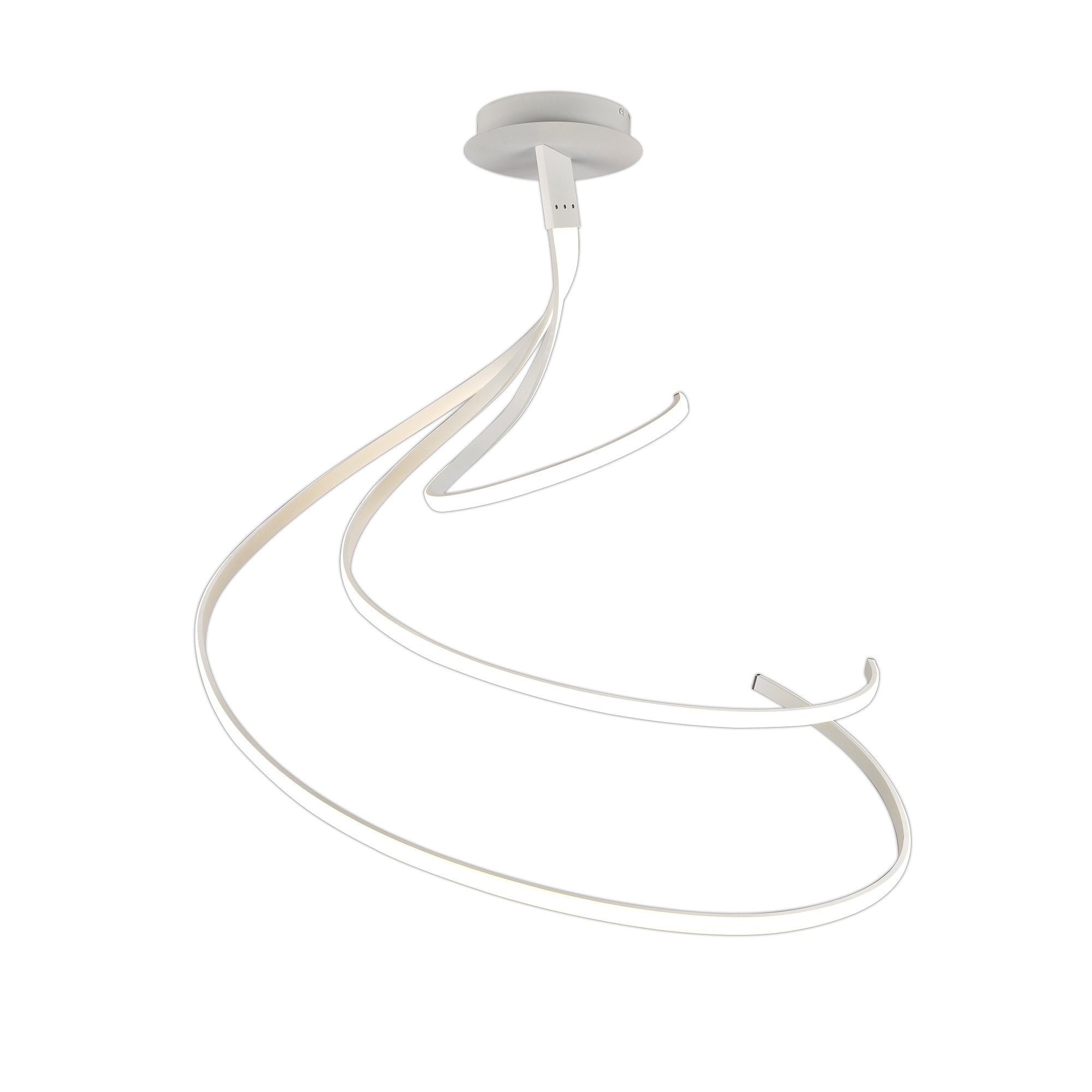 Nur Modern XL LED Curl Semi Flush Ceiling Light In White Finish M6007