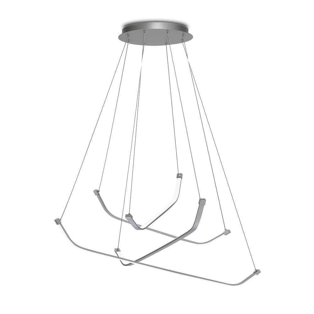Papua LED 4 Light Large Ceiling Pendant Light In Silver And Chrome Finish M5730