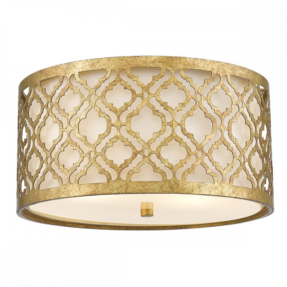 Arabella Stunning Flush Ceiling Light In Distressed Gold Finish GN/ARABELLA/F