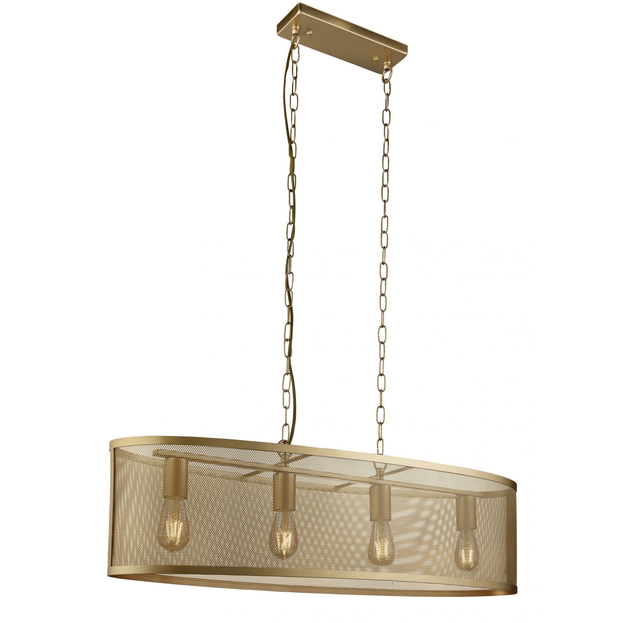 Fishnet Contemporary 4 Light Ceiling Pendant Light In Matt Gold Finish 2484-4GO