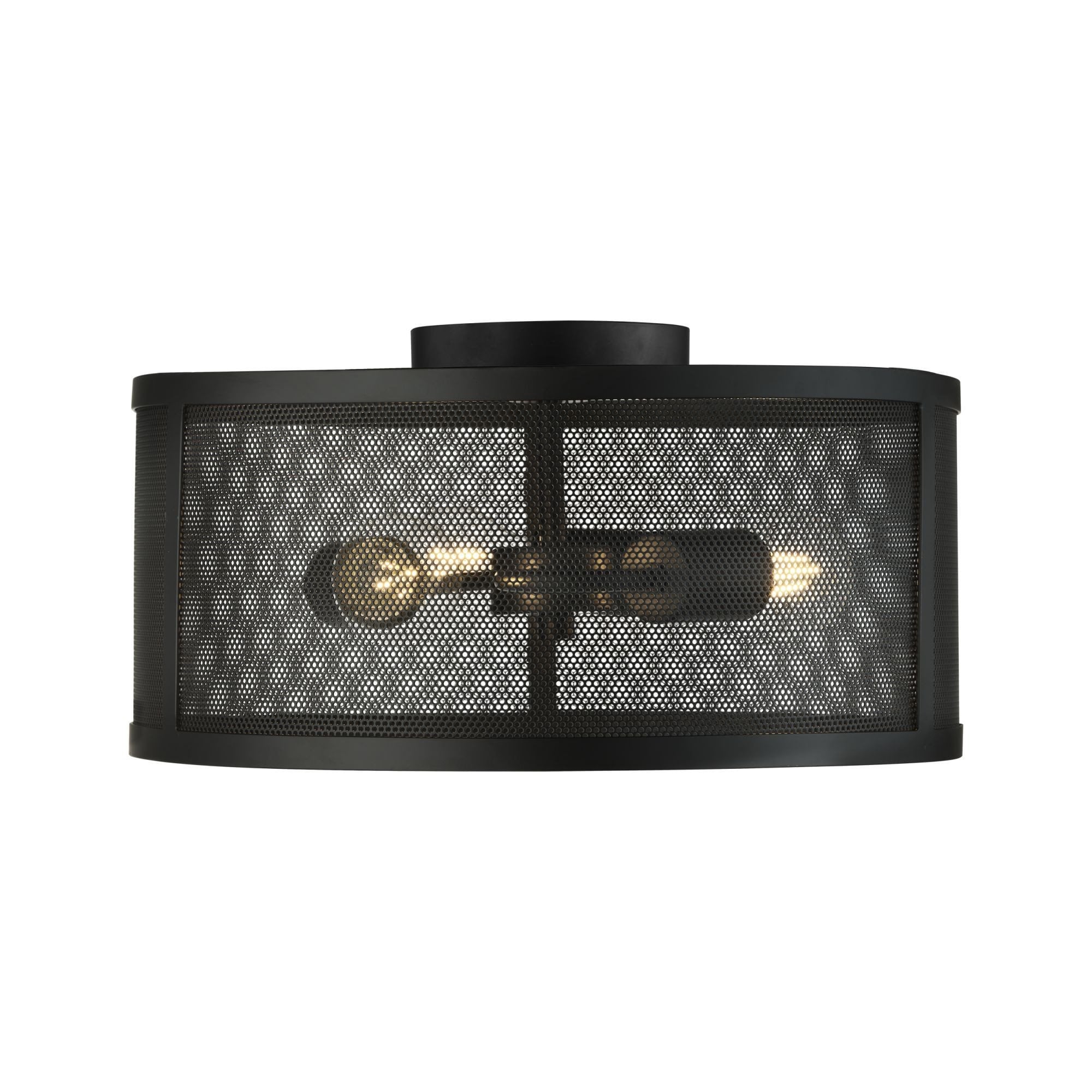 Fishnet Contemporary 3 Light Flush Ceiling Light In Matt Black Finish 2843-3BK