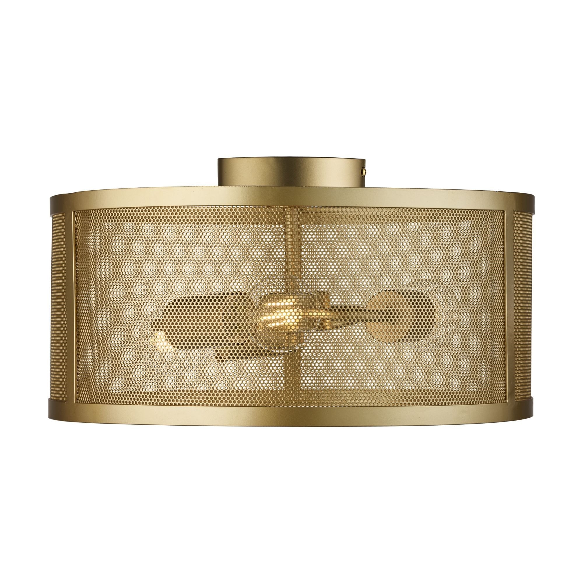 Fishnet Contemporary 3 Light Flush Ceiling Light In Matt Gold Finish 2843-3GO