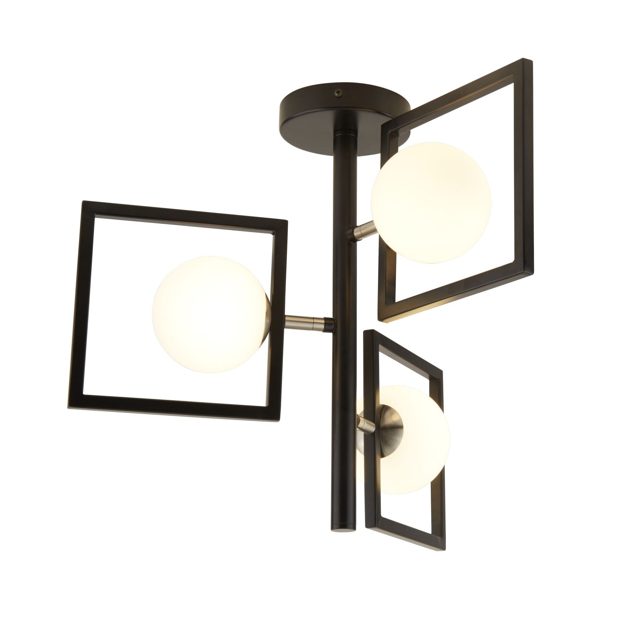 Rosewell Modern 3 Light Semi Flush Ceiling Light In Matt Black Finish 4833-3BK