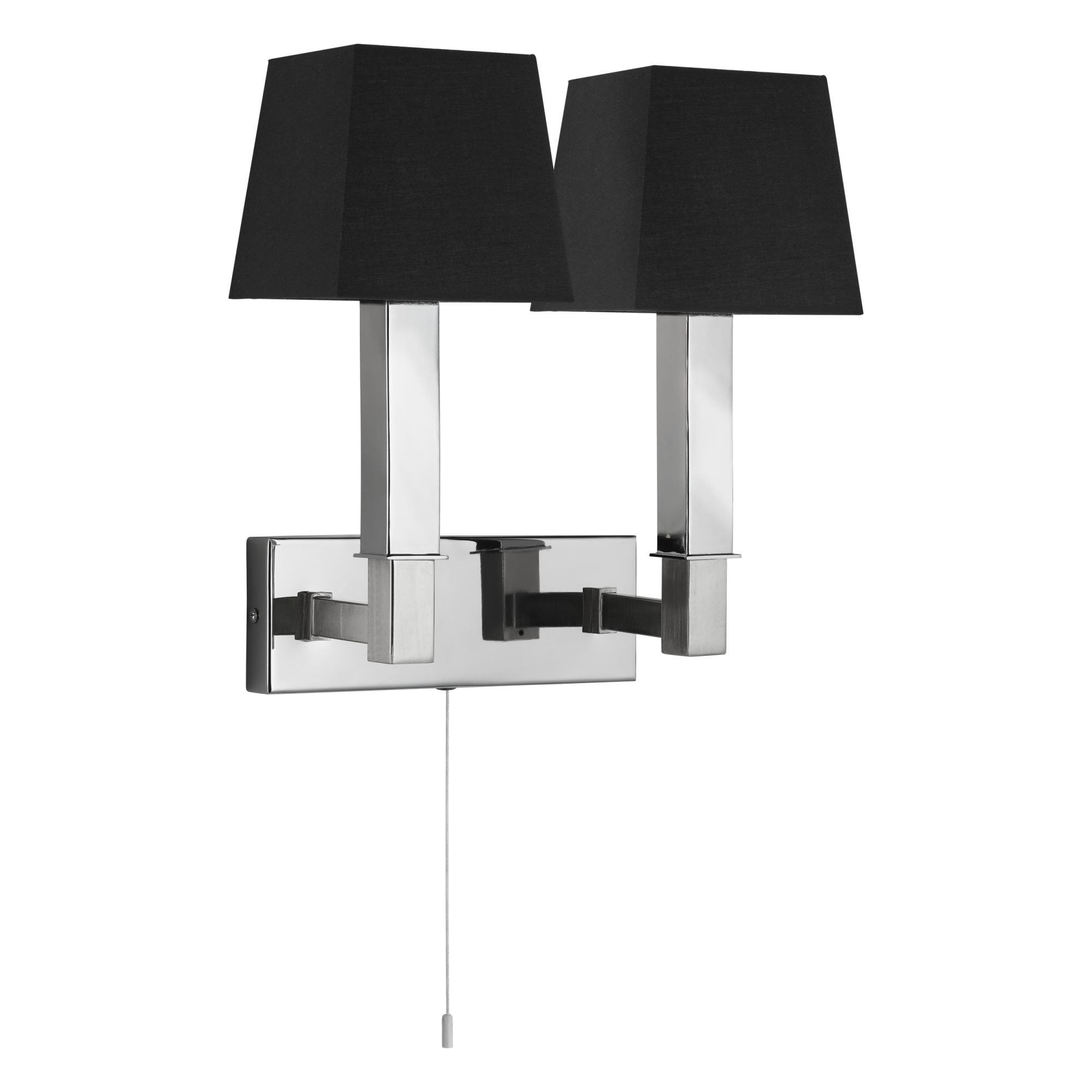 Buckingham Elegant 2 Light Wall Light In Chrome With Black Shades 1822-2CC