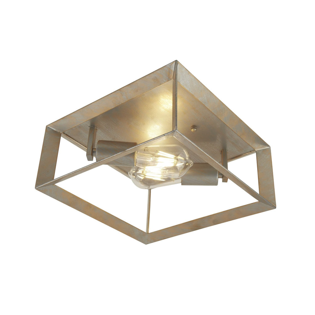 Heaton Industrial Flush Ceiling Light In Brushed Silver Finish 2412-2SI
