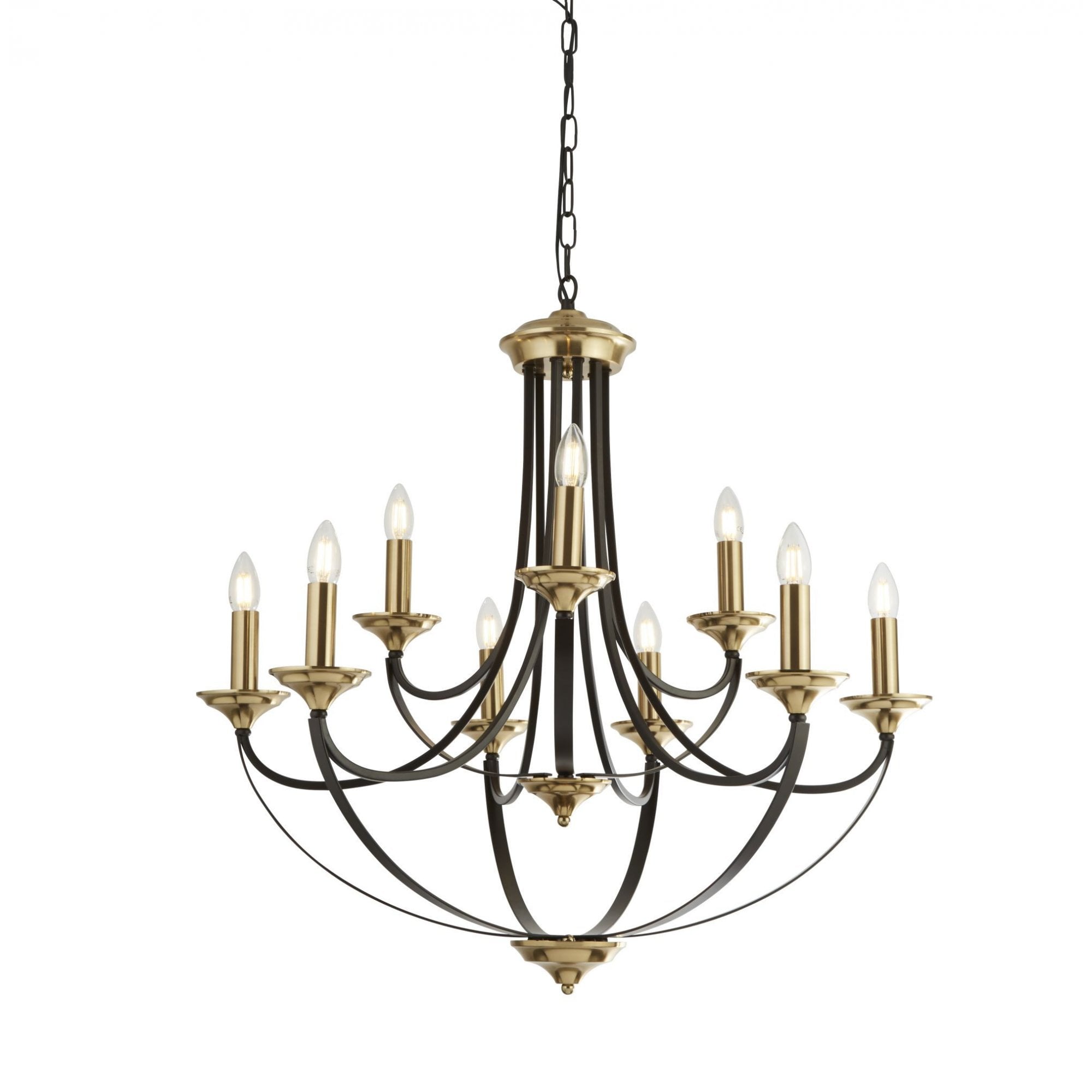 Belfry 9 Light Ceiling Pendant Light In Dark Bronze With Brown Details 1849-9BZ