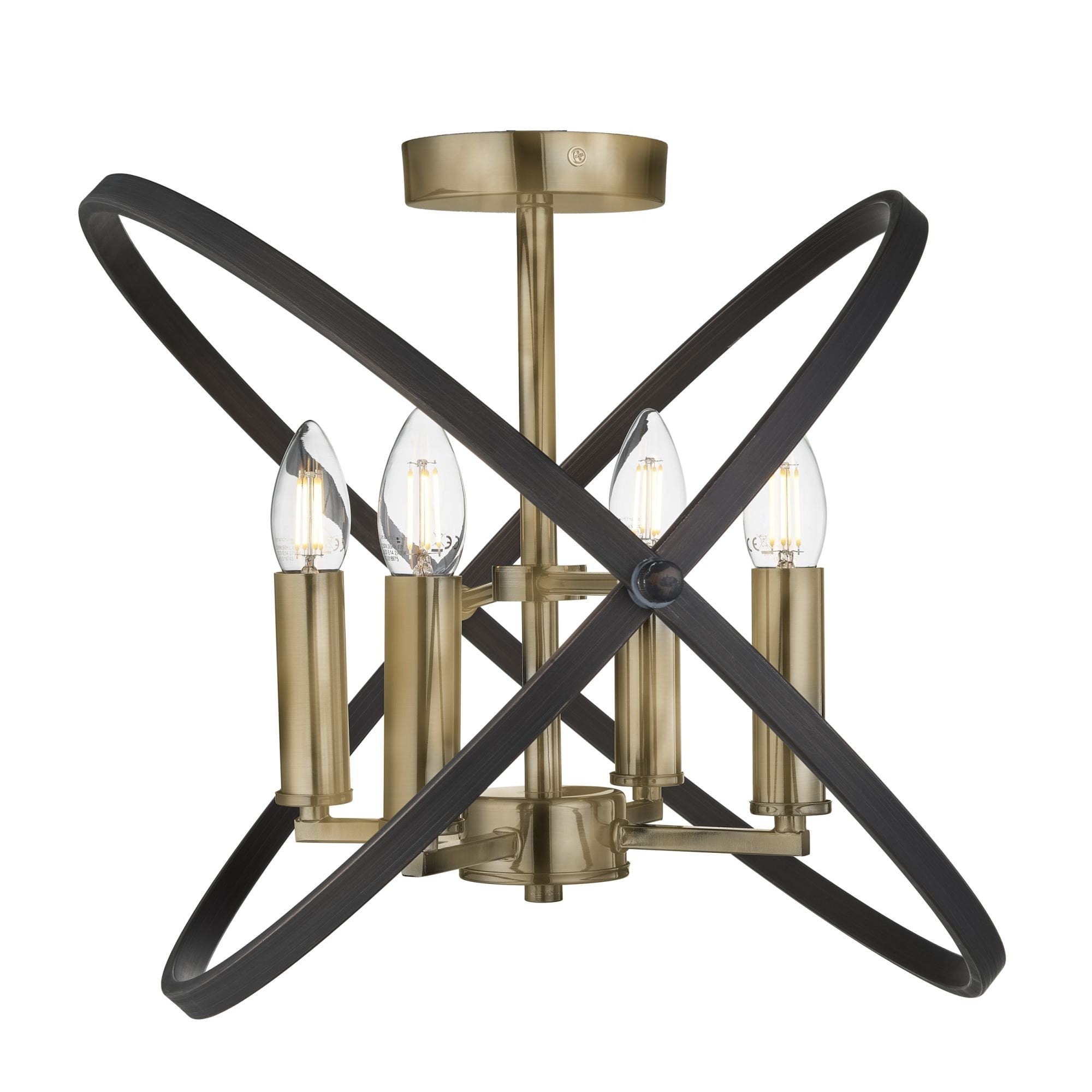 Hoopla Stylish 4 Light Semi Flush Ceiling Light In Bronze And Brown Finish 8344-4BZ