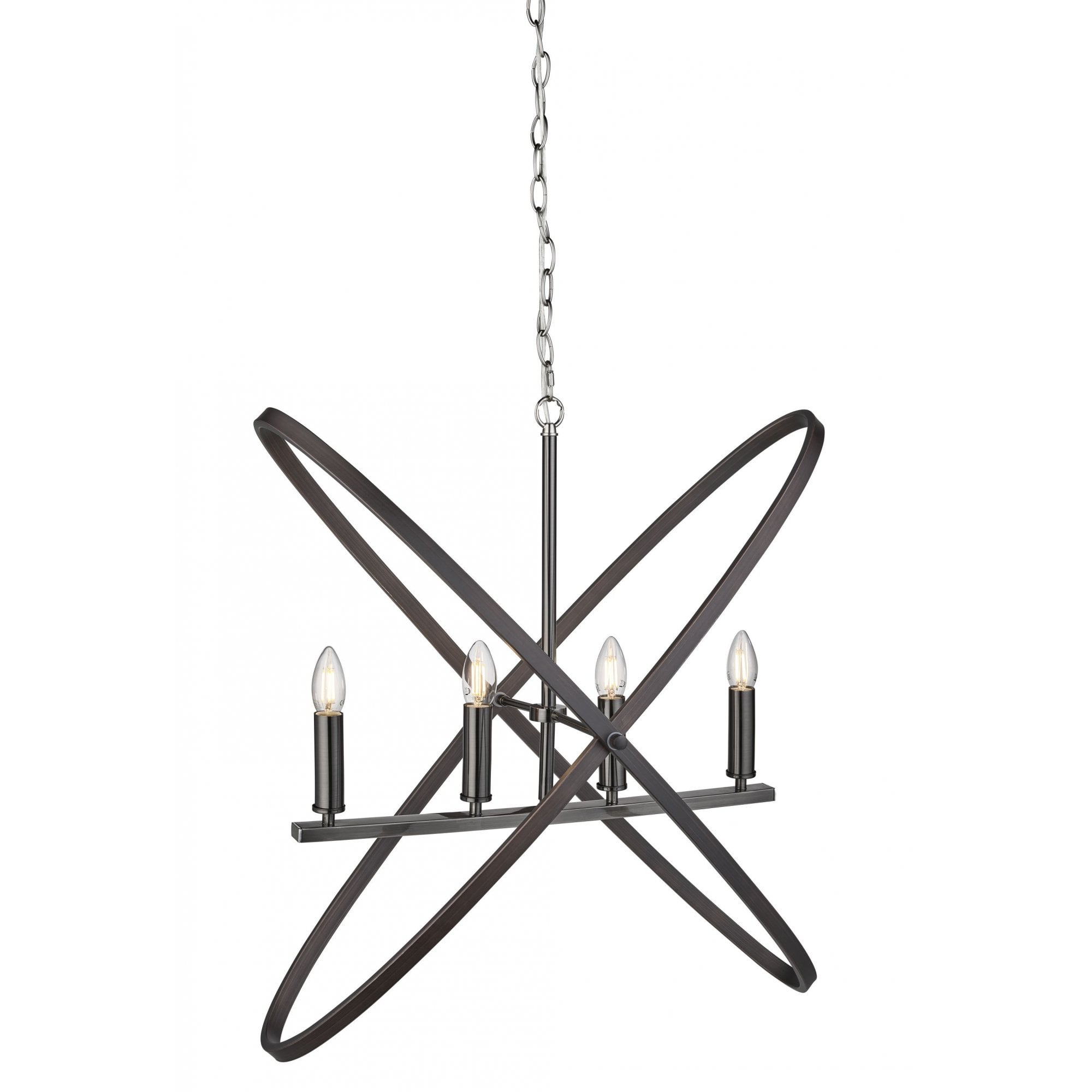Hoopla Stylish 4 Light Ceiling Pendant In Pewter And Brown Finish 8244-4PW