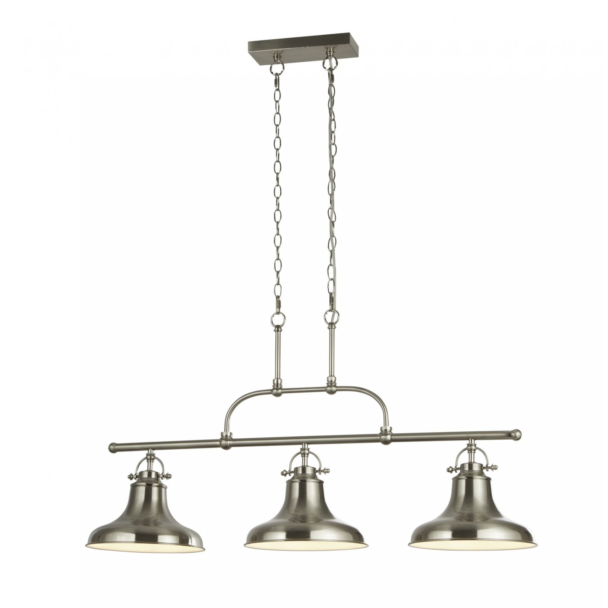 Dallas Classic 3 Light Ceiling Bar Pendant Light In Satin Silver Finish 3193-3SS