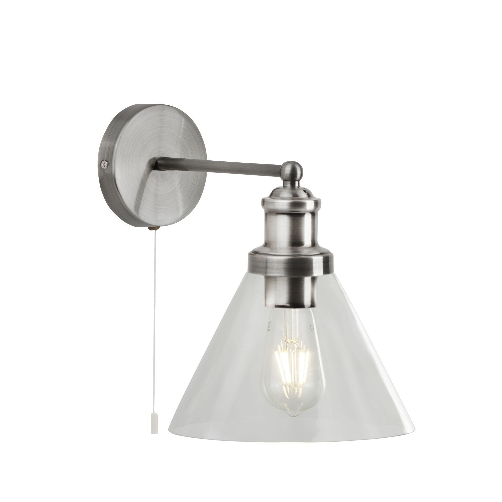 Pyramid Classic Single Wall Light In Satin Silver Finish 1277SS