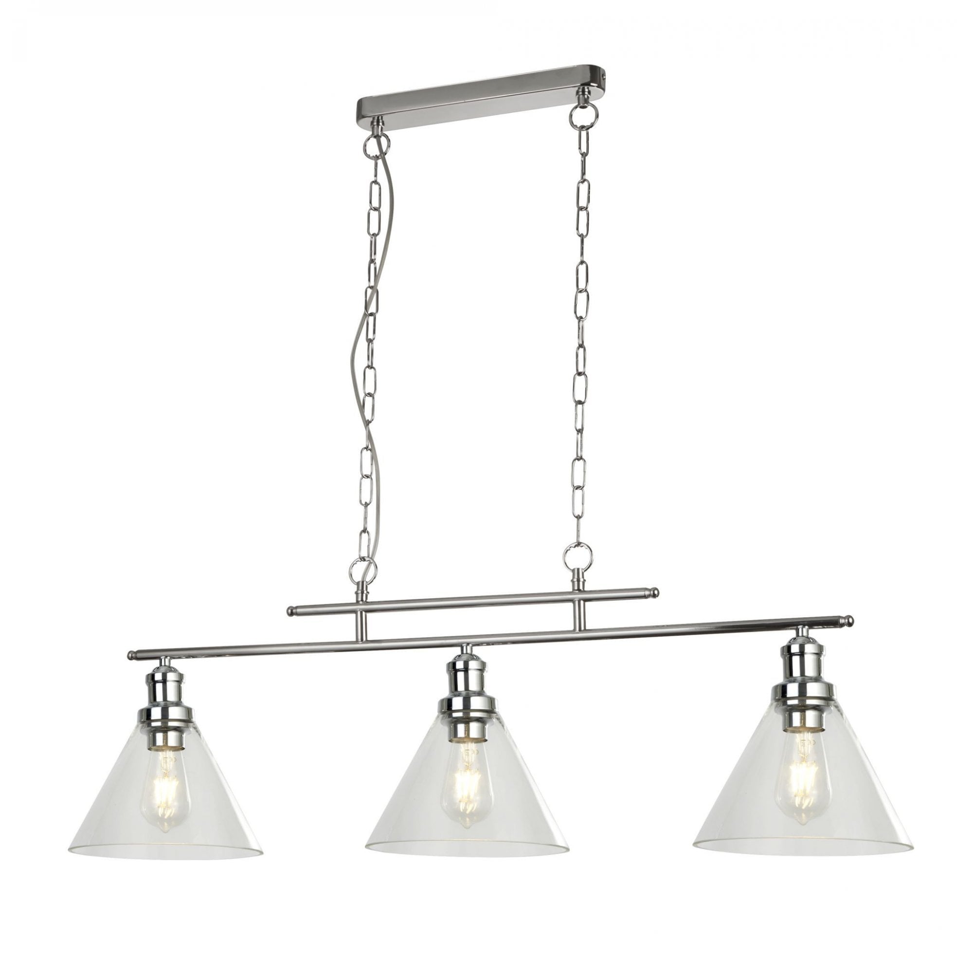 Pyramid Classic 3 Light Linear Ceiling Pendant Light In Polished Chrome Finish 1277-3CC