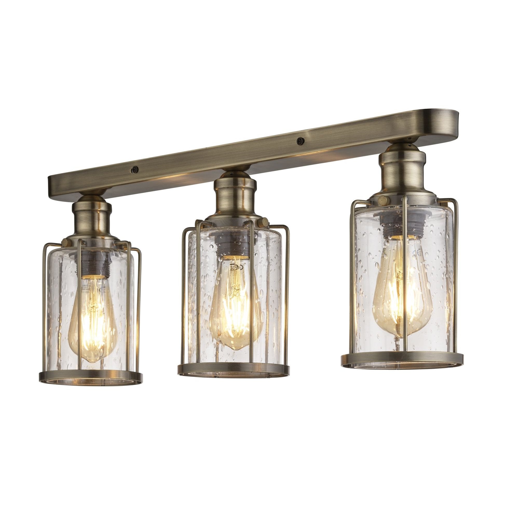 Pipes Vintage 3 Light Semi Flush Ceiling Light In Antique Brass Finish 1263-3AB