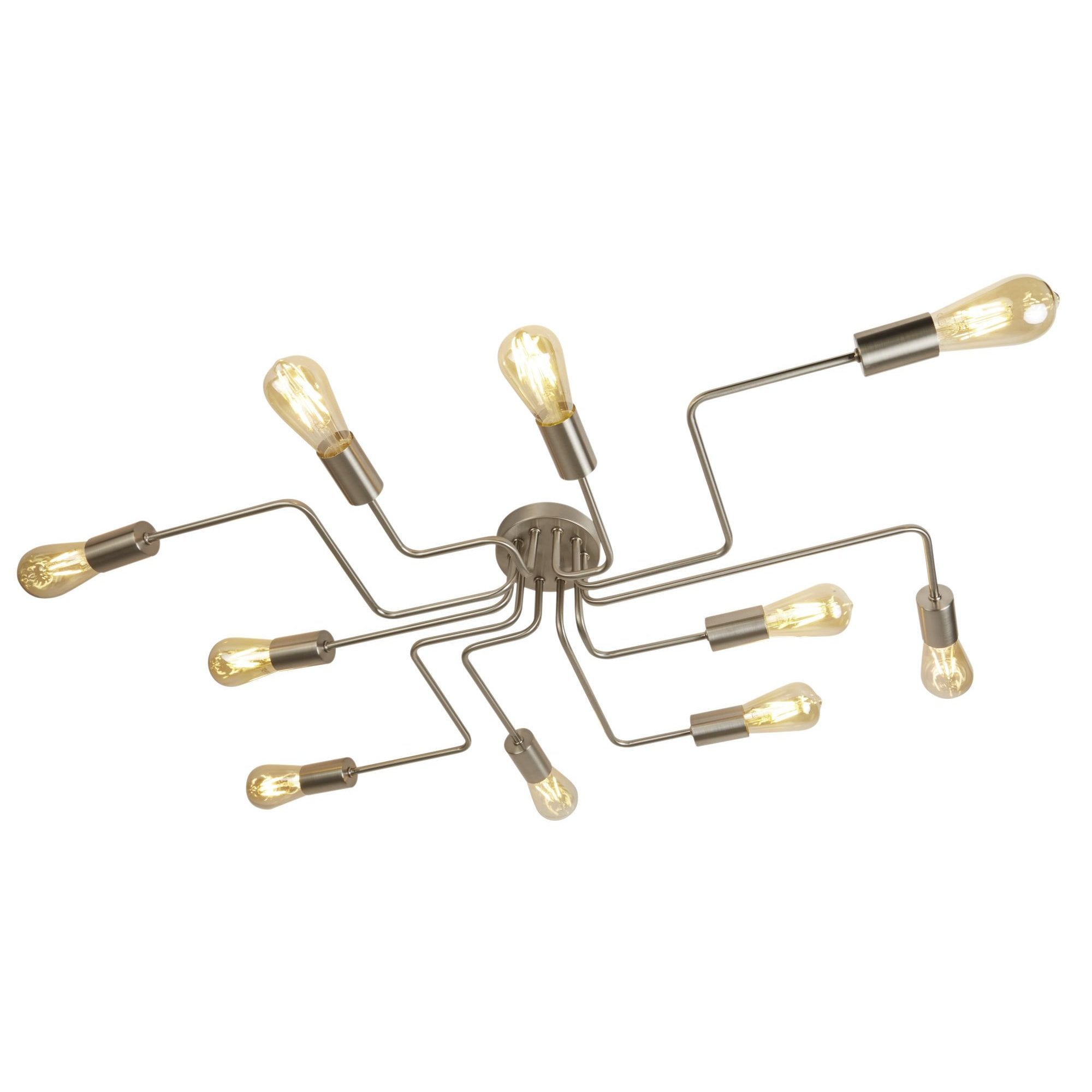 Circuit Modern 10 Light Flush Ceiling Light In Satin Silver Finish 99210-10SS