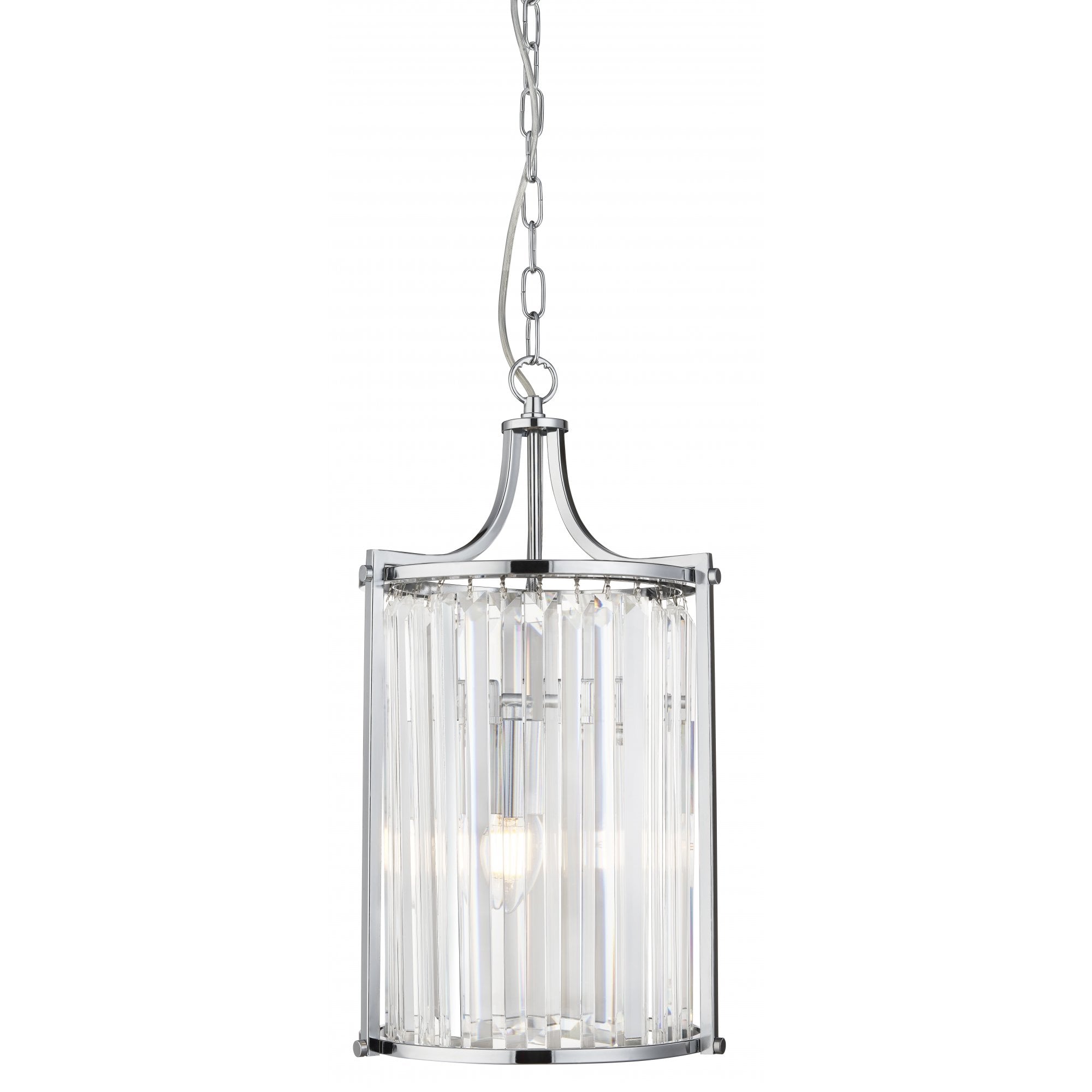 Victoria Single Ceiling Pendant Light In Chrome Finish With Clear Crystal Glass 8092-2CC