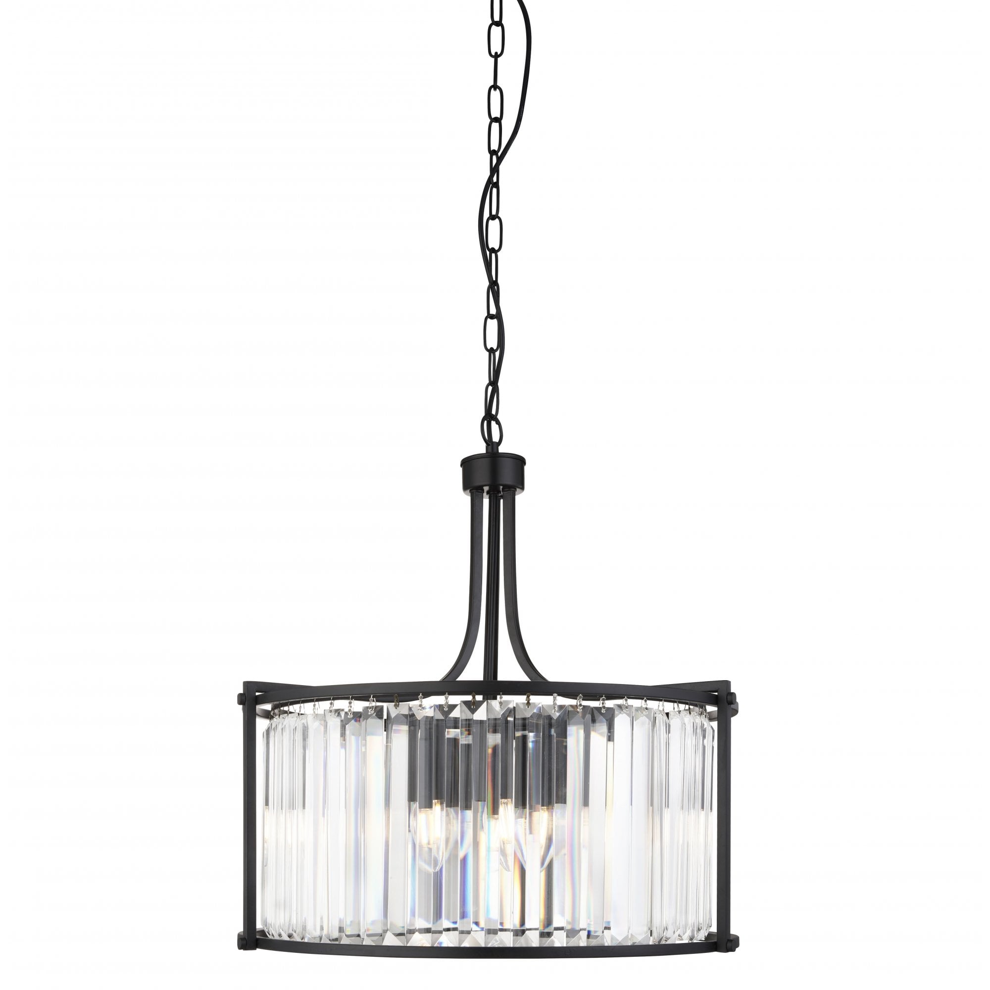 Victoria 5 Light Round Ceiling Pendant In Black With Clear Crystal Glass 8295-5BK