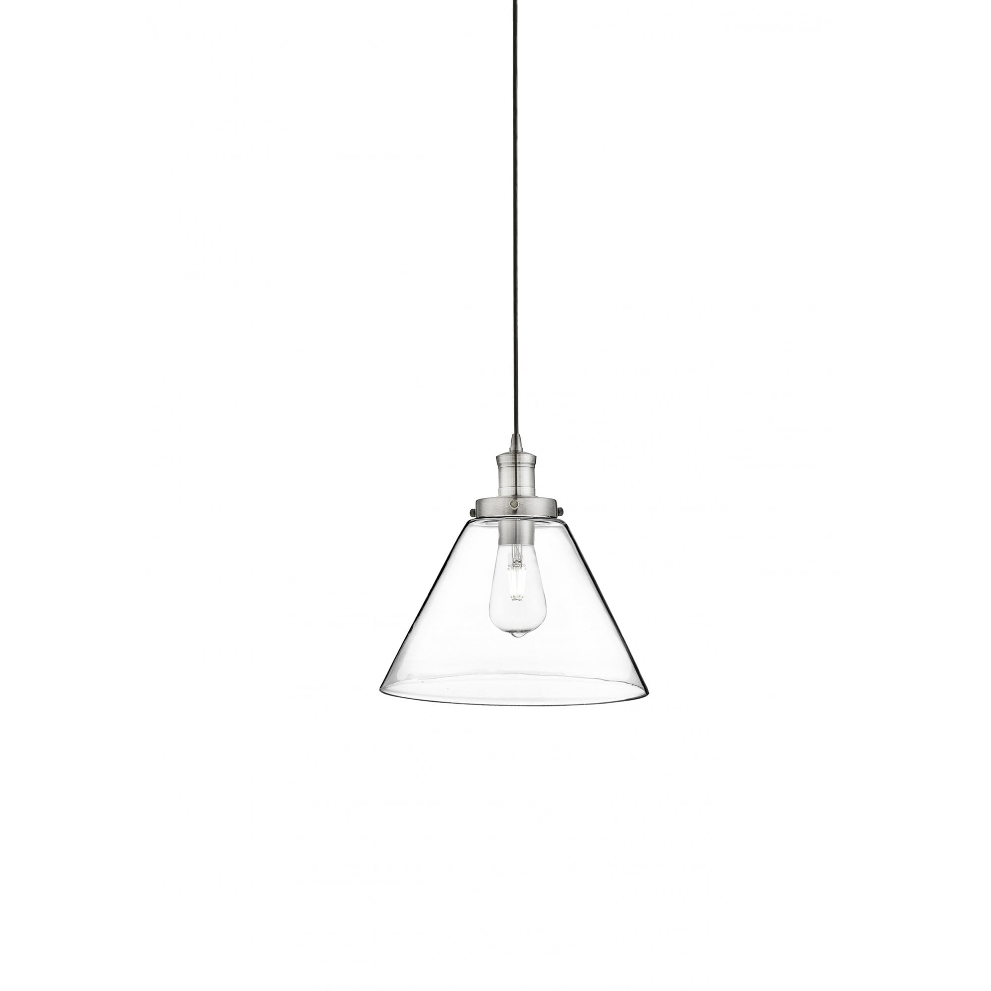 Pyramid Single Ceiling Pendant Light in Satin Silver Finish 3228SS