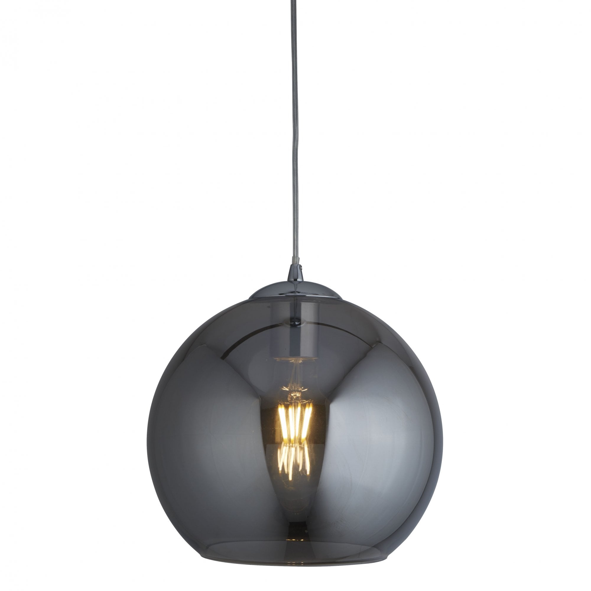 Balls Single Medium Ceiling Pendant Light With Smoked Glass Shade 1635SM