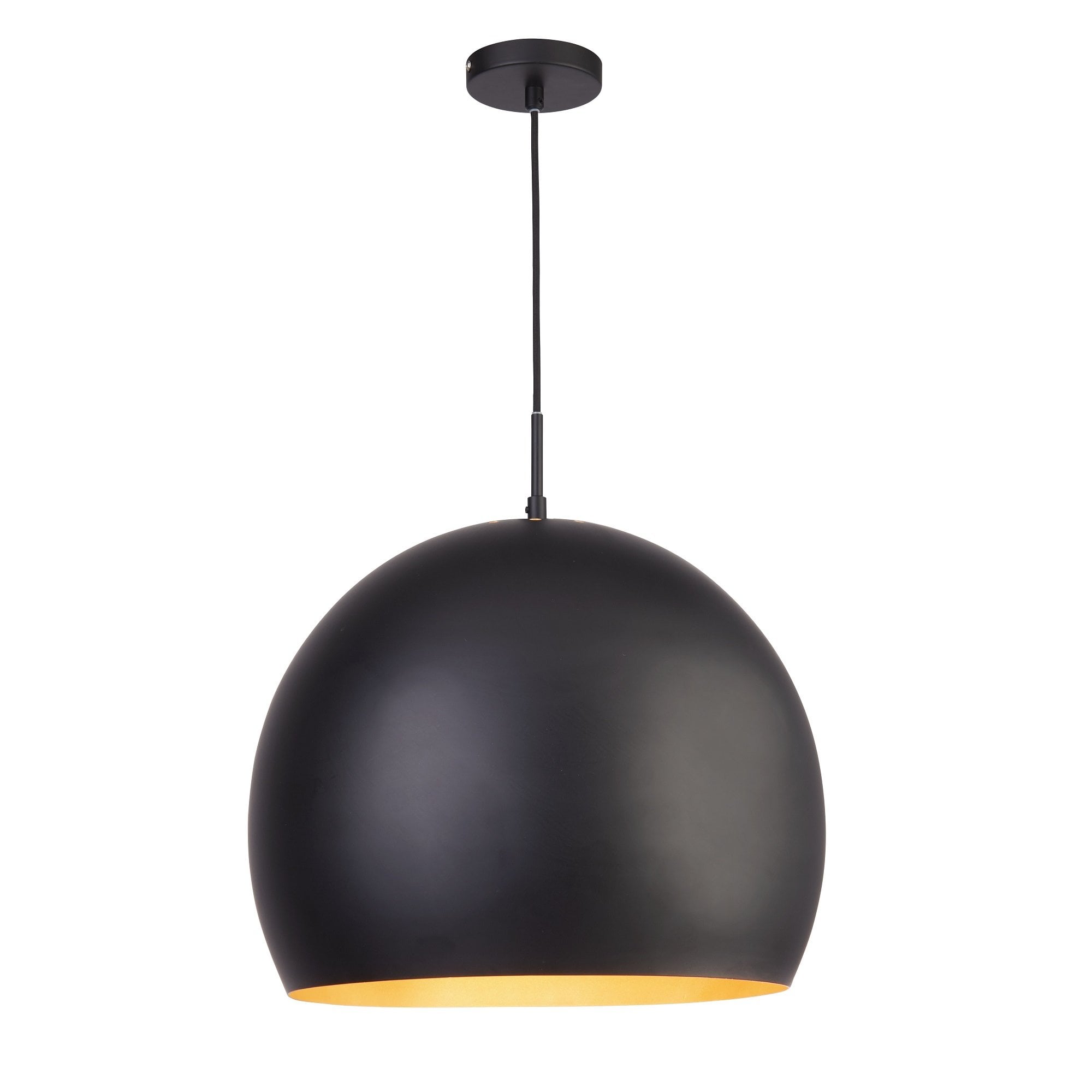 Industrial Ceiling Pendant Light In Matt Black And Gold Inner Shade 3039BK