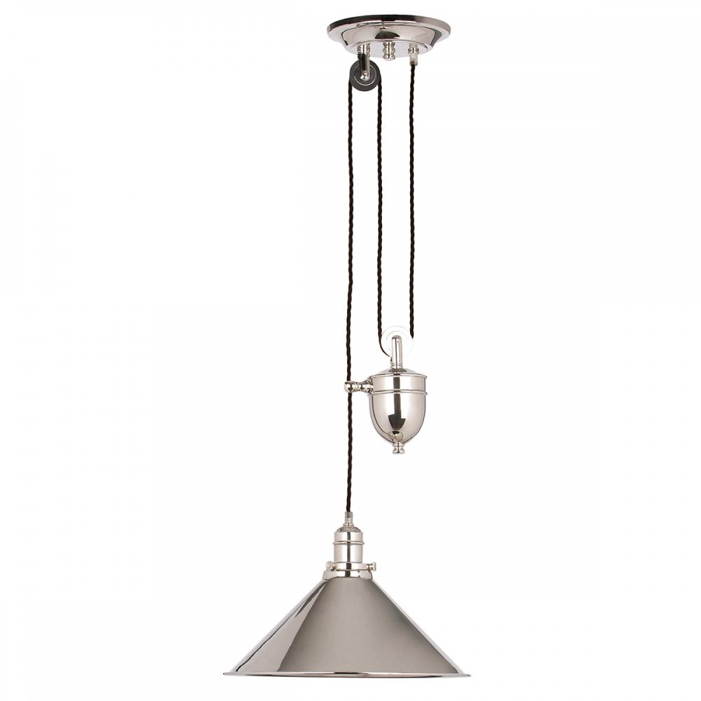PROVENCE PN French style rise and fall ceiling pendant in Polished Nickel