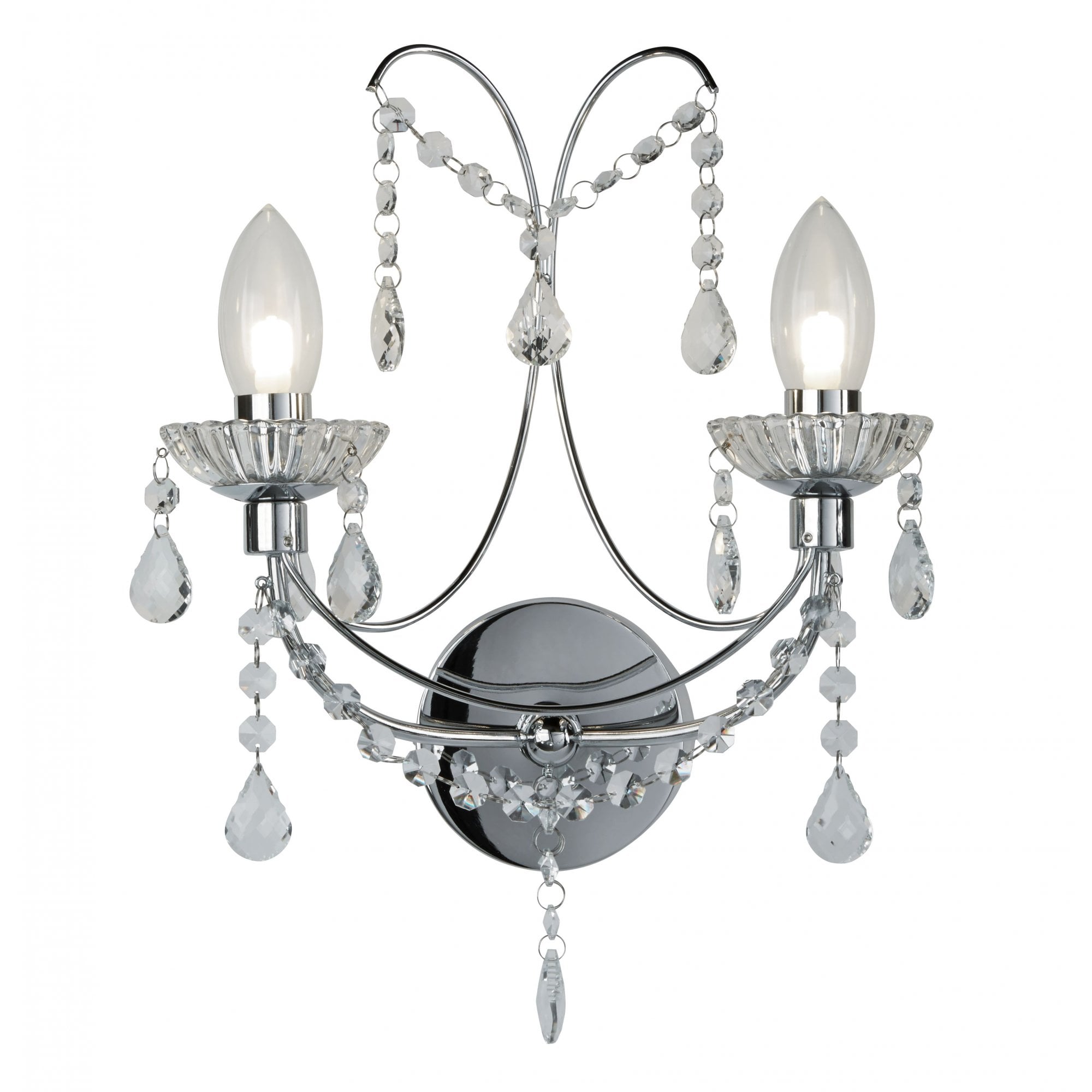 Autumn Crystal Bathroom Wall Light In Polished Chrome Finish IP44 9037-2CC