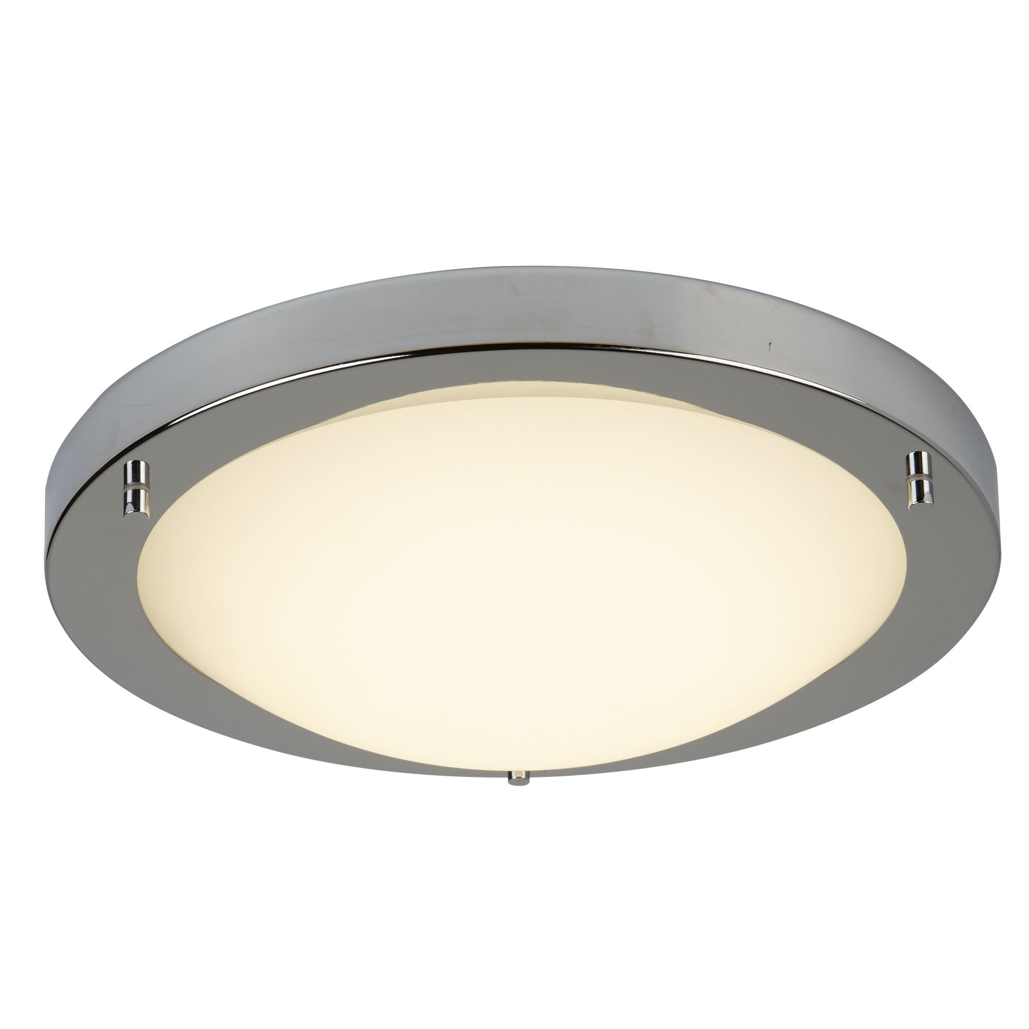 Bathroom 31 cm LED Flush Light In Satin Silver Finish With Opal Glass 8702SS