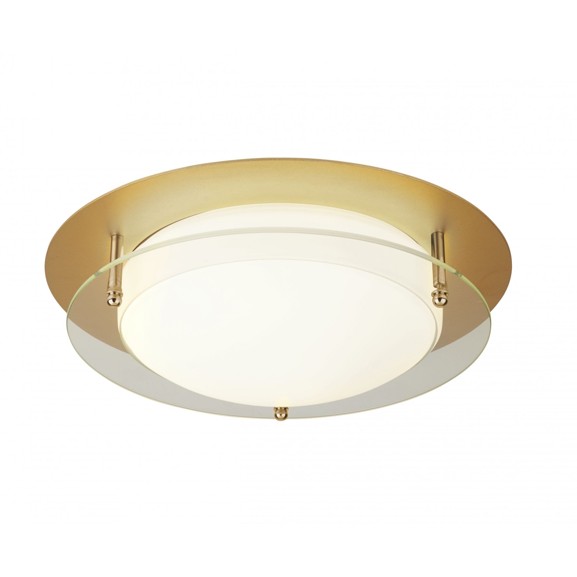 Bathroom 38 cm Flush Ceiling Light In Gold With Clear Glass IP44 6830-38GO