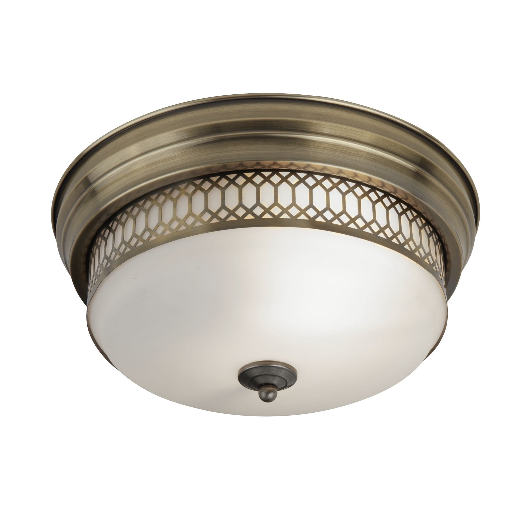 Edinburgh Flush Ceiling Light In Antique Brass Finish IP44 4132-2AB