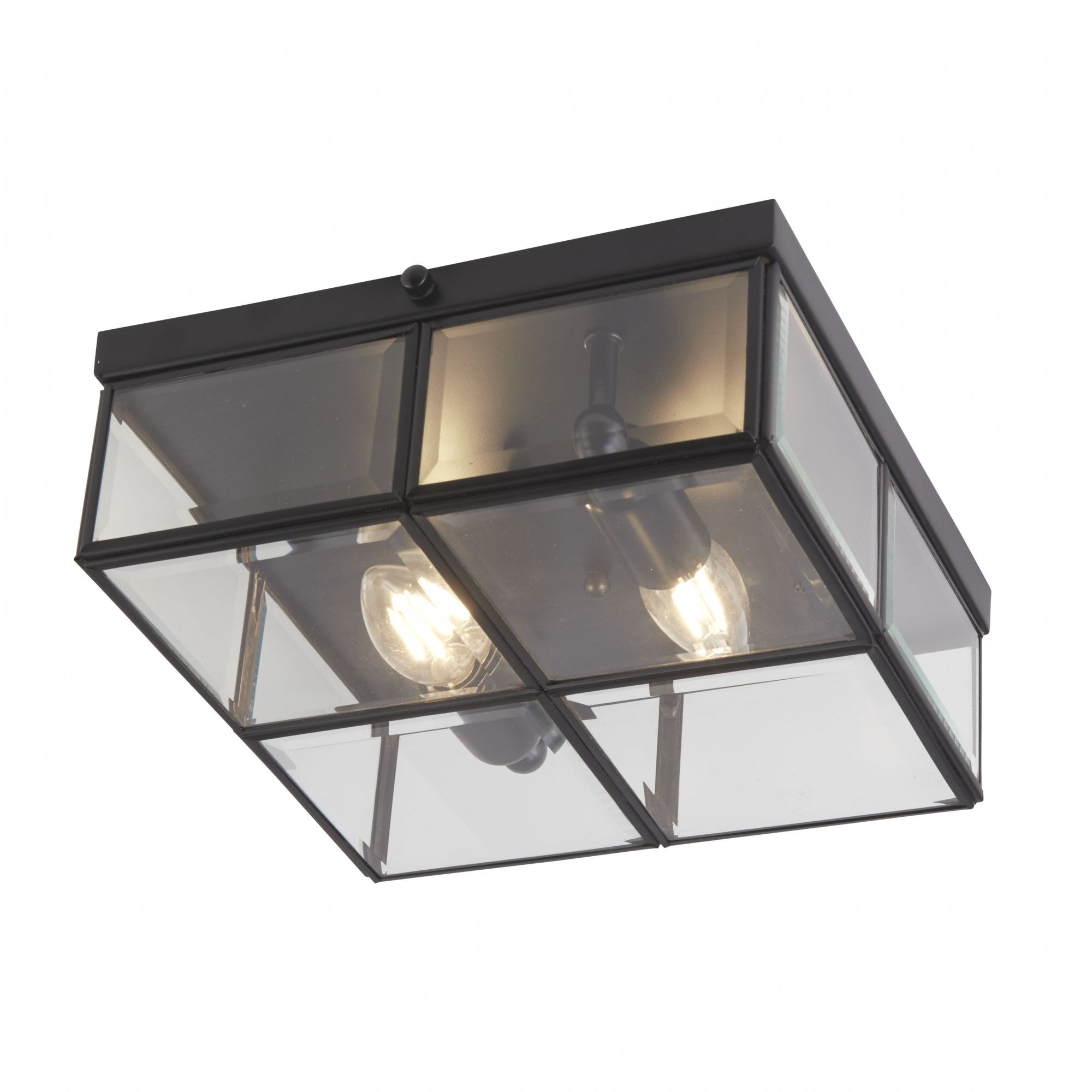 Classic Flush Ceiling Light In Black Finish With Bevelled Glass 6769-26BK
