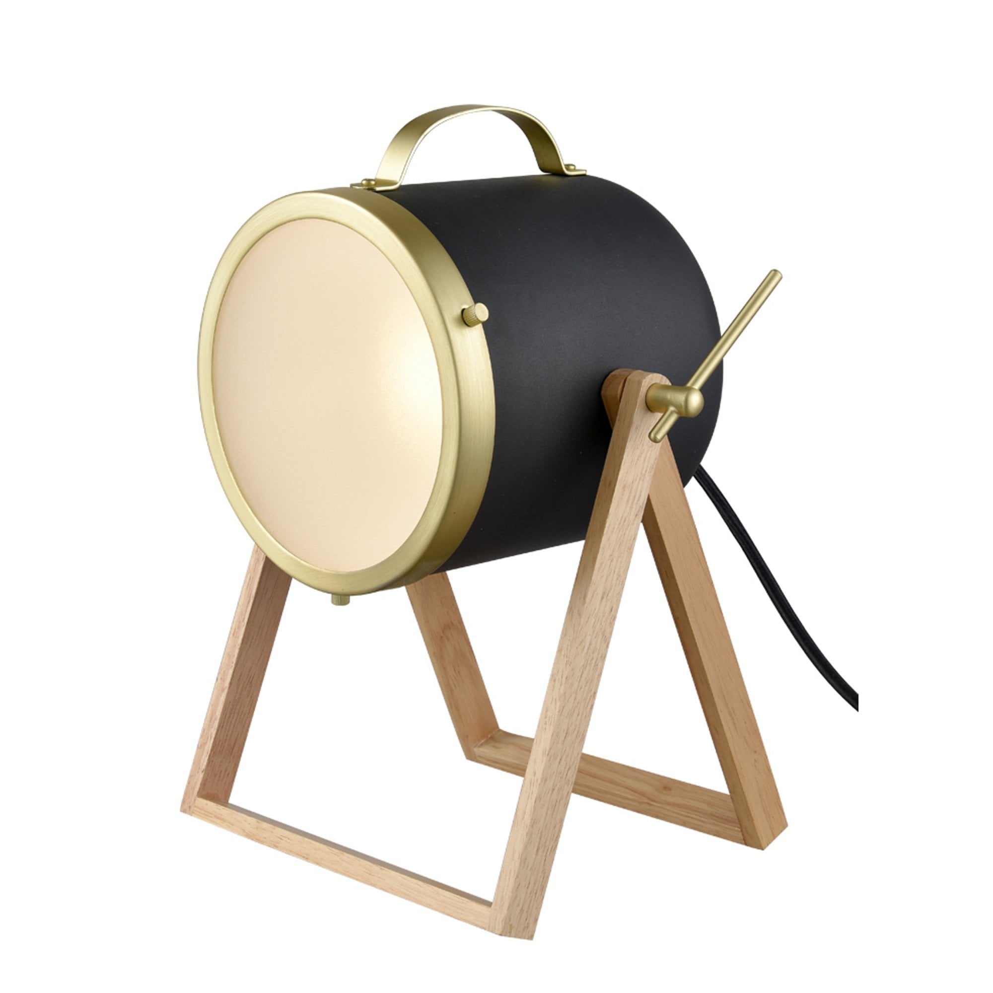 Modern Foor / Table Lamp In Textured Black And Satin Brass Finish T513