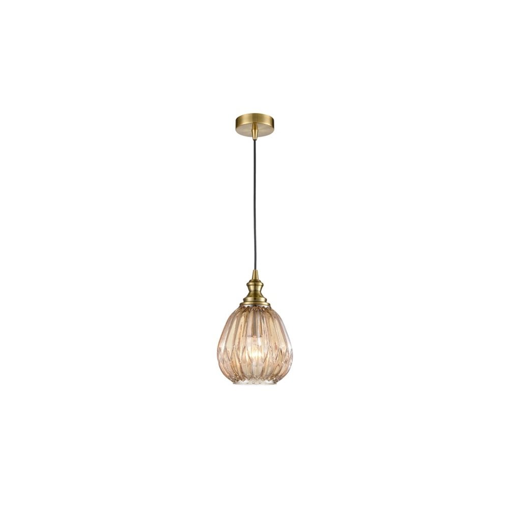 Modern Ceiling Pendant Light In Bronze Finish With Amber Glass SUS232/353
