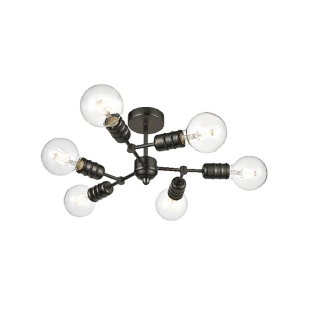 Impact Industrial 6 Light Semi Flush Ceiling Light In Gunmetal Finish FL2408-6